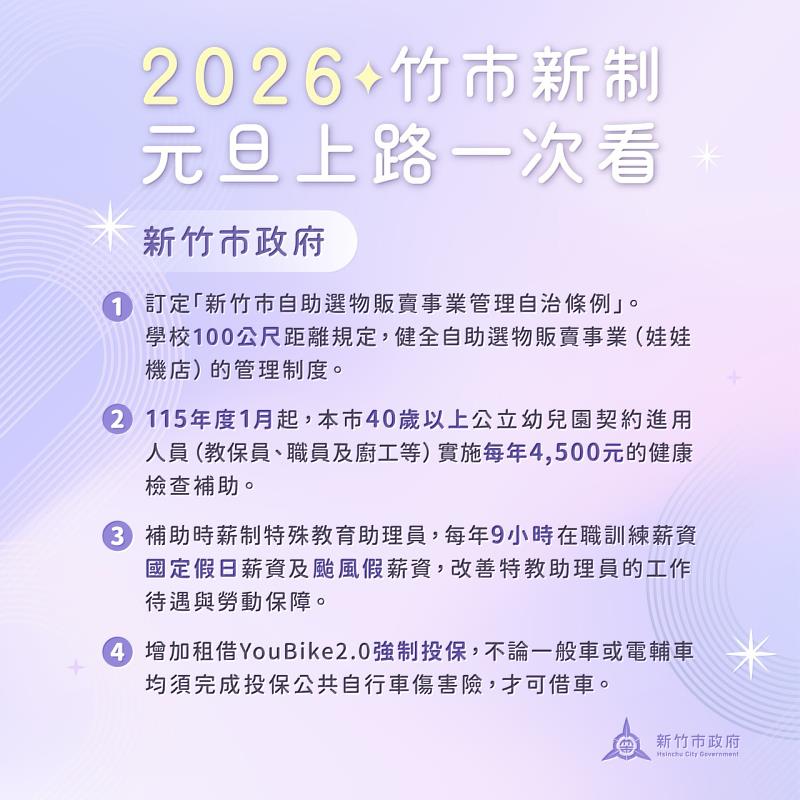 2026竹市新制元旦上路！涵蓋民生、交通、環保宜居科技城