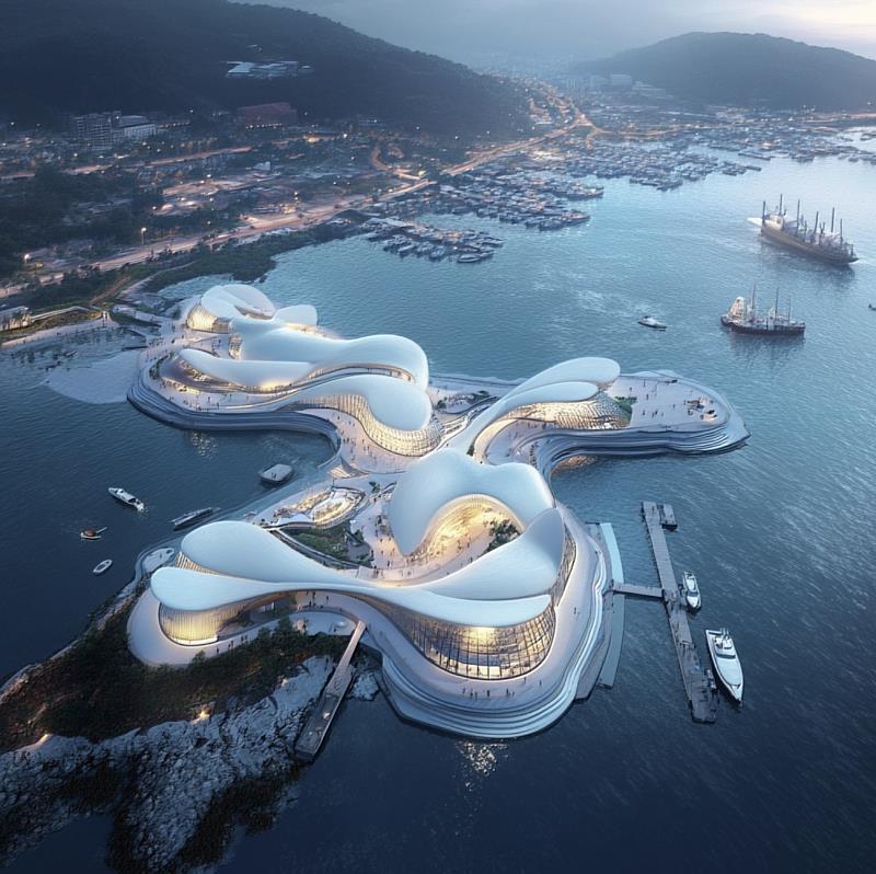 中國科大建築系學生高偲芸、莊昊勳之入圍作品Finalists | Ocean Sightseeing Landscape。(照片/校方提供)