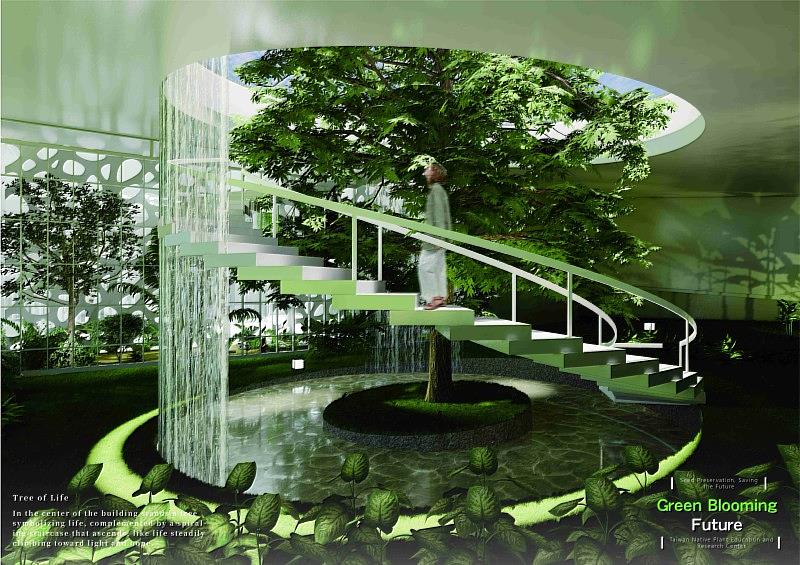 中國科大室設系學生周雯婧、劉芷葳創作之作品「Green Blooming Future」榮獲2025AMP Student Interior Design Award Winners。（照片/校方提供）