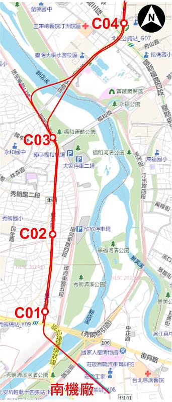 中和光復線新北市段（中和公館線）規劃路線圖。