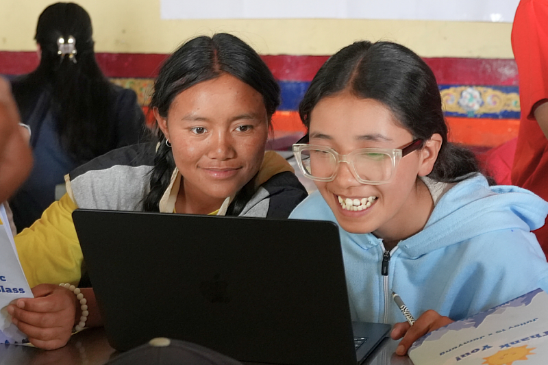 Local students participate in hands-on programming exercises during the Python class.