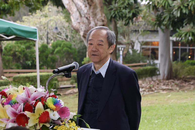 化材系金鷹校友,翰可國際股份有限公司董事長陳洋淵致詞。(圖/淡江大學提供)
