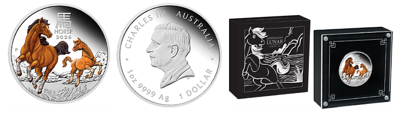 Australian Lunar Series III 2026 Year of the Horse 1oz Silver Proof Coloured Coin
