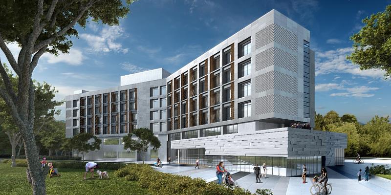 國際書院大樓為地下1層、地上6層之會館式建築,設有餐廳、教室、閱覽室、辦公室及可容納約 500 床的師生住宿空間,打造本地學生與國際學生共同生活與研究學習的場域。