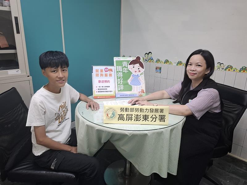 就服員透過就業諮詢及「投資青年就業方案第二期-青年職得好評計畫」協助求職者順利就業。
