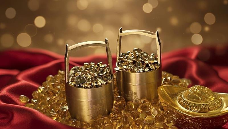 馬年限定的「馬上有財一桶金」，生肖屬馬的幸運兒出示身分證即可免費結緣。（圖由靈鷲山佛教教團提供）