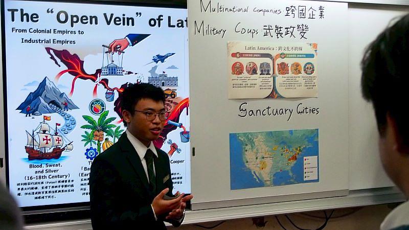 開平餐飲國際部學生策展「國際日」，以「移民」為主題展現學習成果，帶領觀者認識人口流動、文化衝擊、社會融合等議題。開平餐飲學校/提供