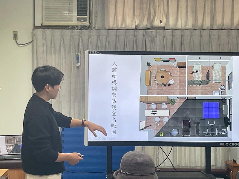 南華大學新成立「全齡運動科學與健康促進碩士學位學程」，圖為檢測室與防護設計說明會議。