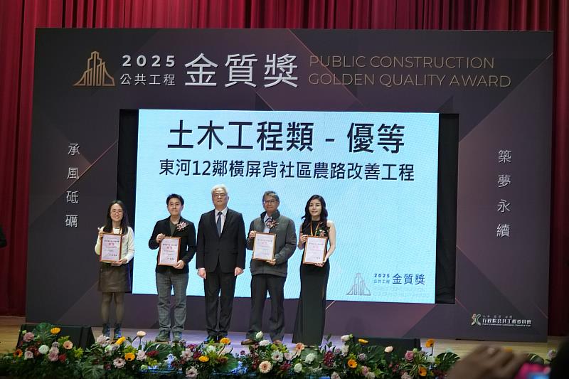 農村水保署東河12鄰橫屏背社區農路改善工程團隊合影。