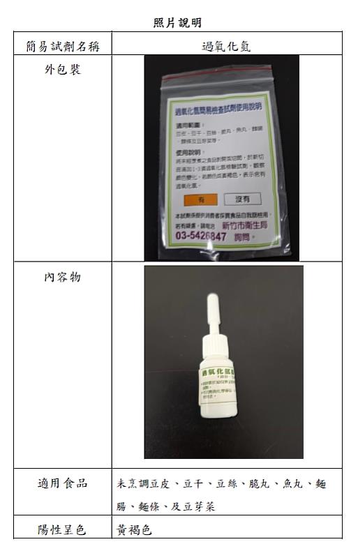 「食品安全簡易試劑」照片說明。