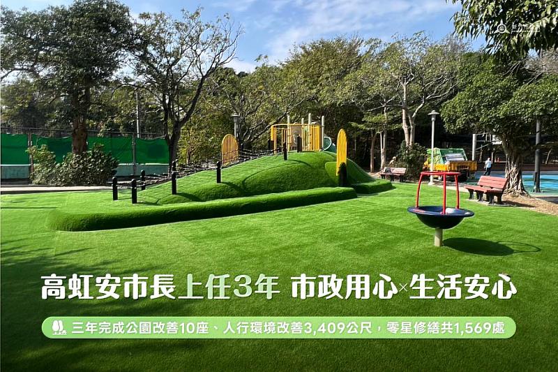 高虹安市長就任3週年持續打造宜居環境，污水接管、路平、防洪、公園綠化成果亮眼。