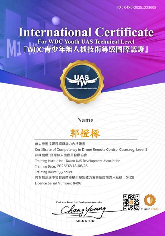 青少年無人機之證照。