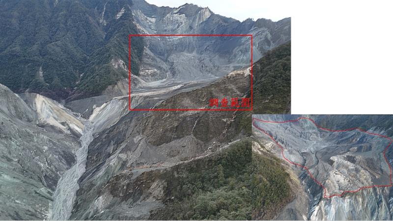 陽交大防災團隊的調查工作範圍示意照片。