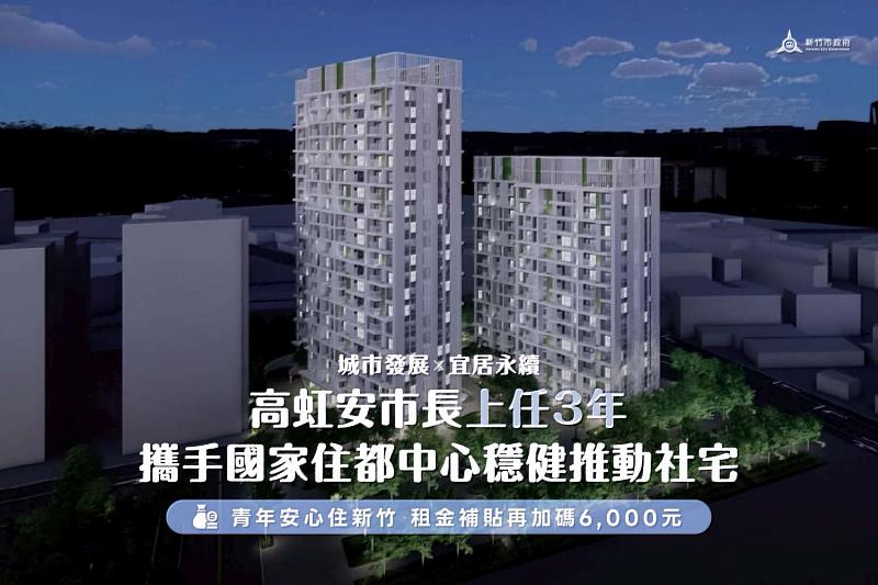青年安心住新竹，租金補貼再加碼6,000元。