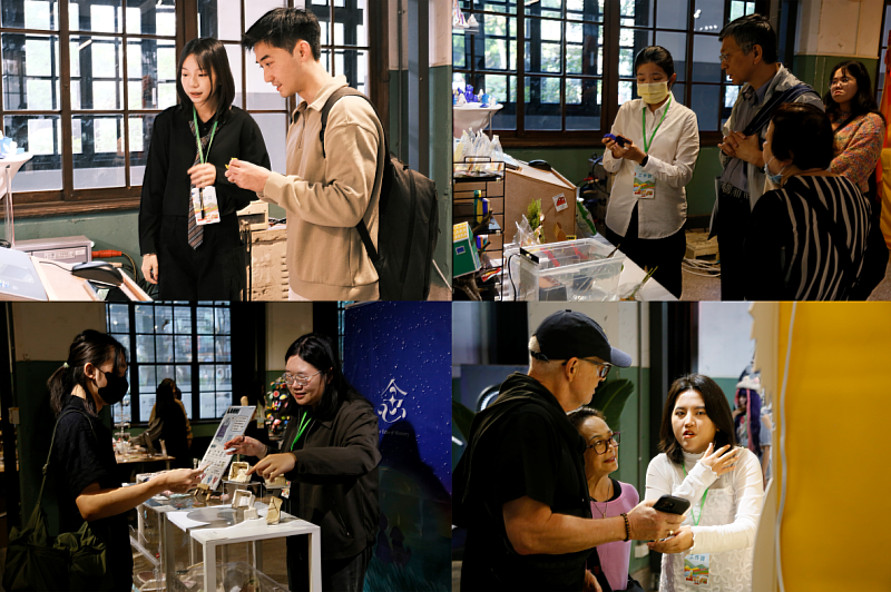 展覽現場交流熱絡，學生主動向觀眾解說作品，拉近創作與觀眾之間的距離。