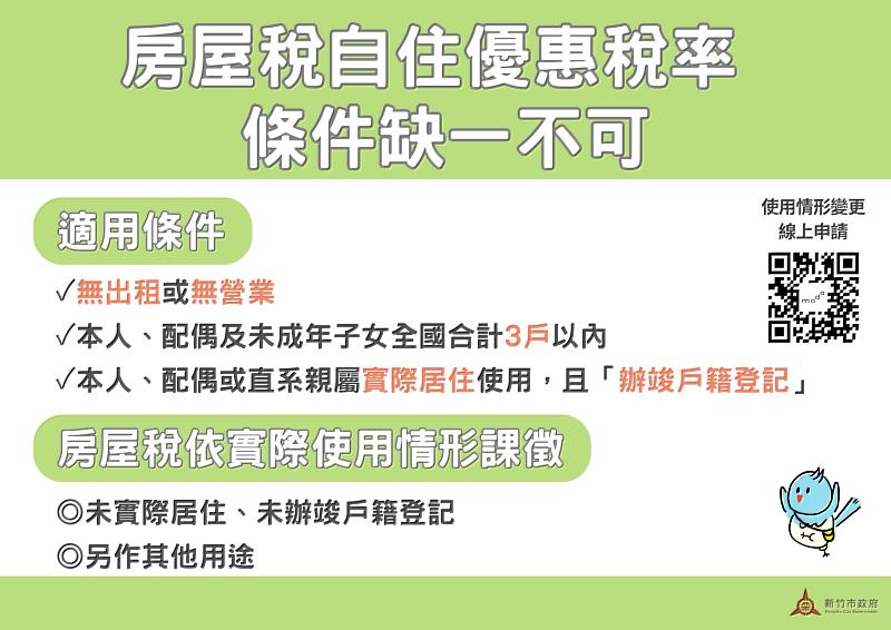 房屋稅2.0新制！竹市稅務局帶您一次看懂自住用優惠稅率