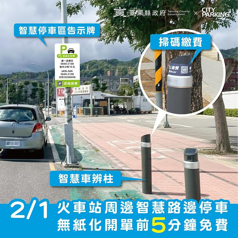 臺東停車邁入新時代！ 2/1起火車站周邊試辦智慧開單
