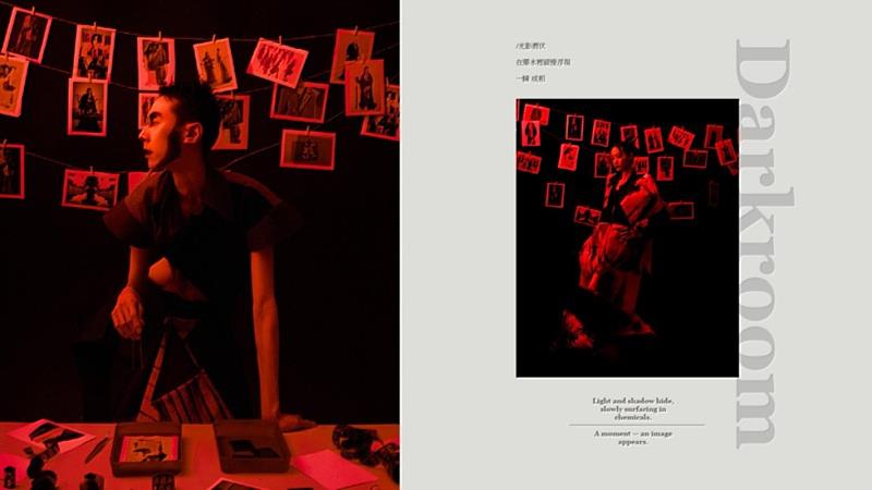 影像成像時的模糊、曝光與重疊效果，使服裝宛如正在感光的底片。