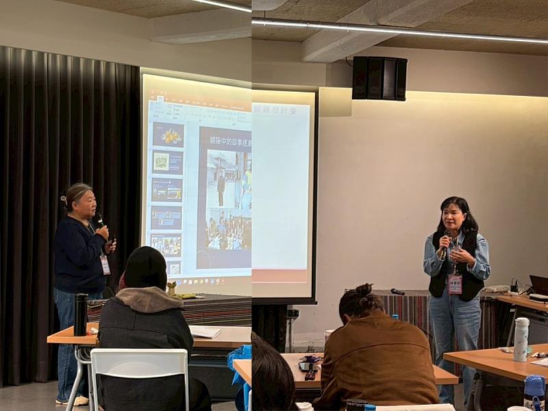 導演利格拉樂．阿𡠄Liglav A-wu分享受難者及其家屬故事及計畫主持人Osay Lafin林素珍副教授的期許。