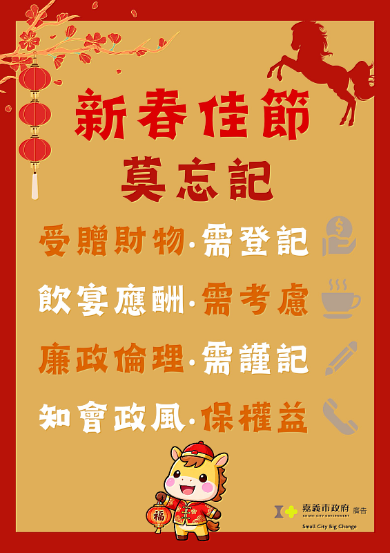 蛇盤歲末廉不散 馬躍新春諸羅誠