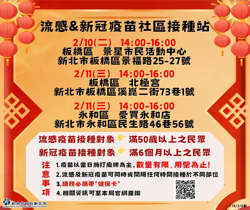 流感及新冠疫苗社區接種站