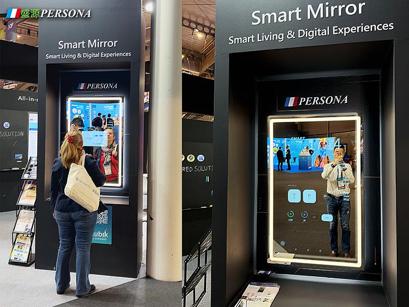 盛源鏡面觸控螢幕展位中最受矚目的「生活化」產品，現場展示其如何作為智慧家居的核心，整合生活資訊與環境控制，深受高端住宅系統商青睞。