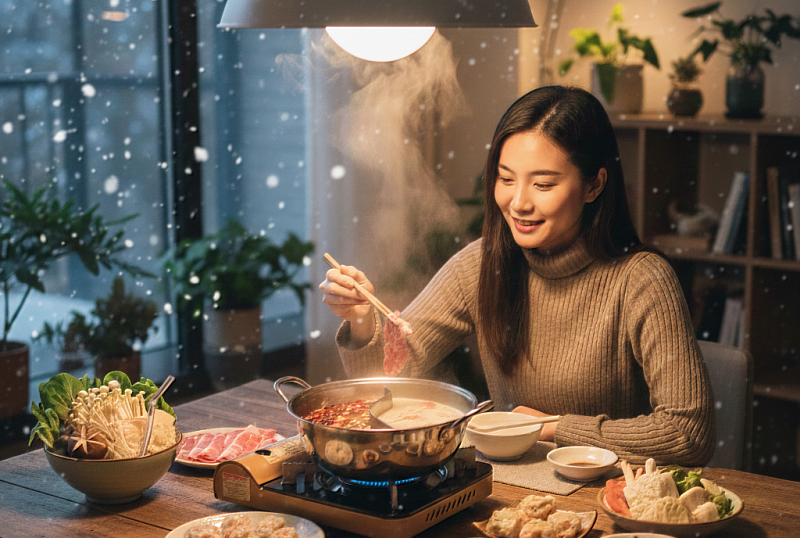 快速完成獨食圍爐火鍋。一包一料解決備料煩惱，一個人過年也能享有熱氣騰騰的幸福。