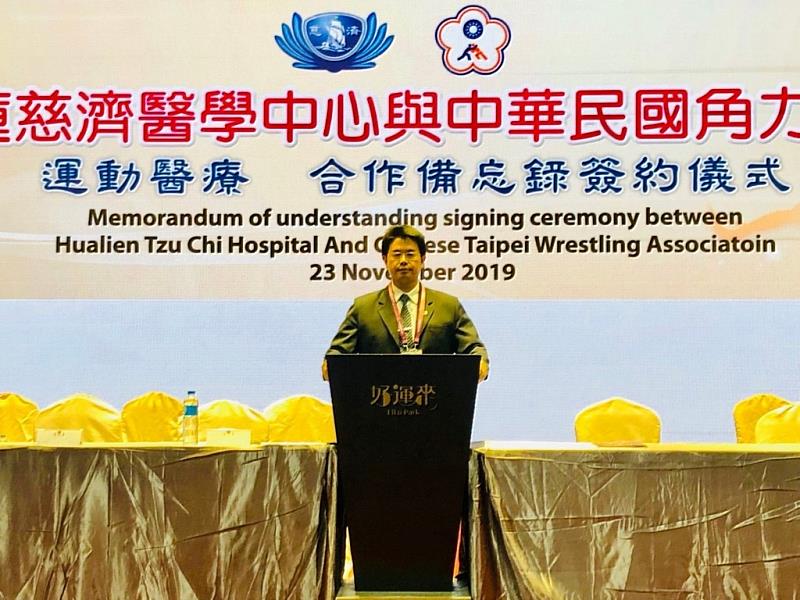 花蓮慈濟醫院副院長何宗融積極協助推展臺灣角力運動，也促成花蓮慈院與角力協會簽署運動醫療合作，幫助選手。