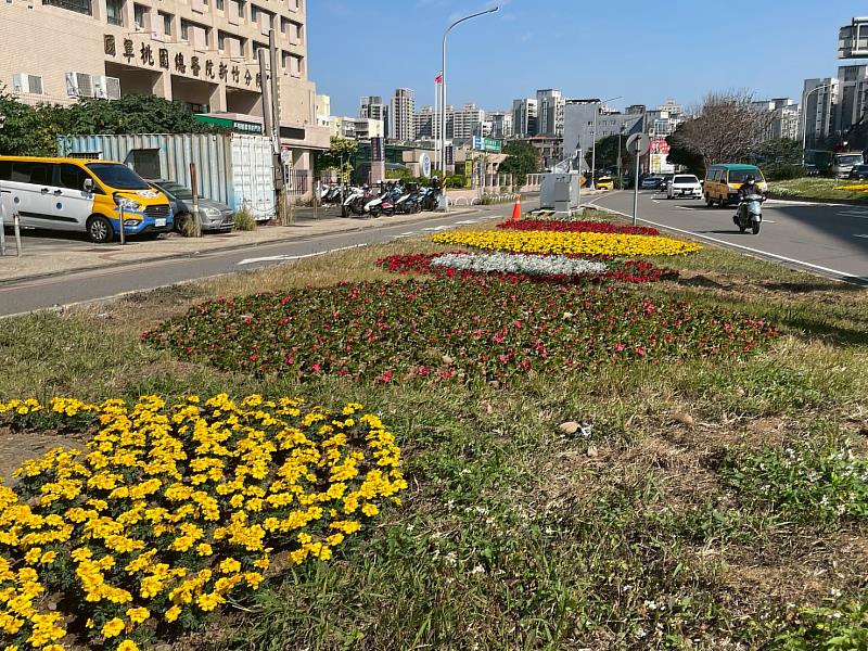 為迎接農曆春節，新竹市政府於多個重要交通節點及城市門戶完成年節草花佈置。