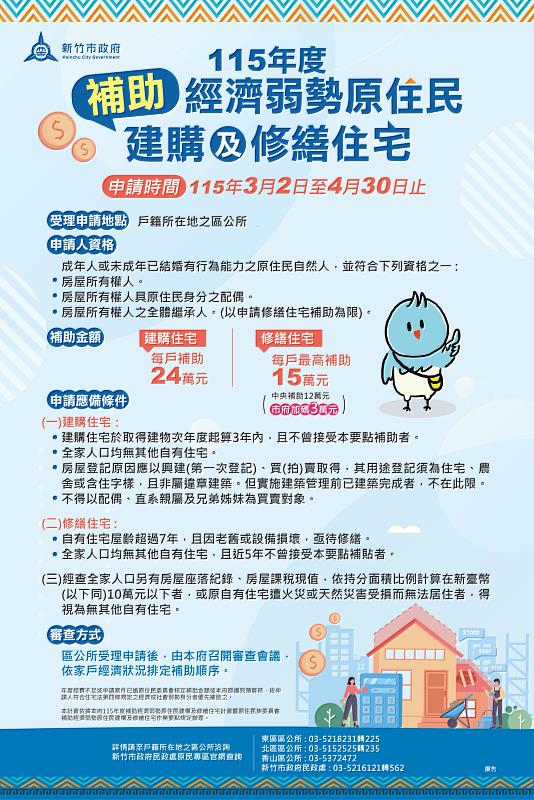 補助經濟弱勢原住民建購及修繕住宅計畫EDM。