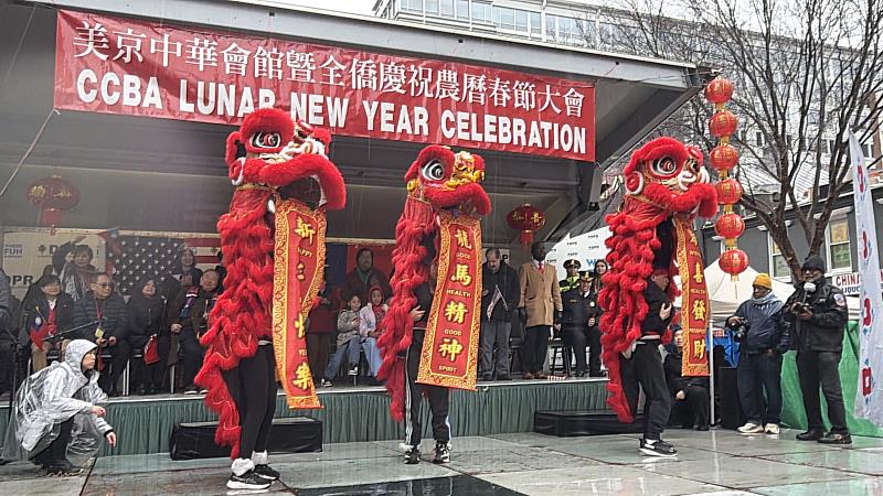 舞獅表演賀新年。