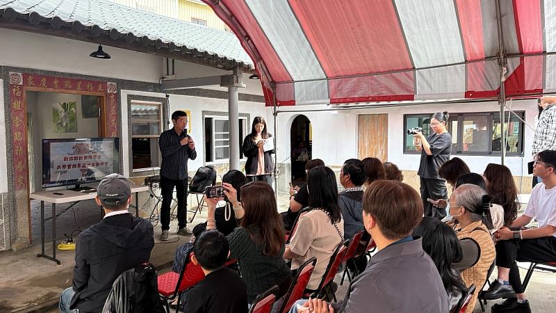 南臺科大數位設計學院陳炳彰院長出席成果發表會致詞，肯定台、星學子運用數位科技傳承西港金獅陣文化的豐碩成果。