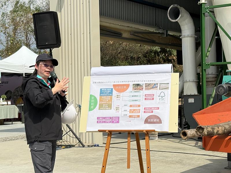 分署同仁說明六龜林業循環利用場域設置目與週邊農林剩餘資源利用規劃。