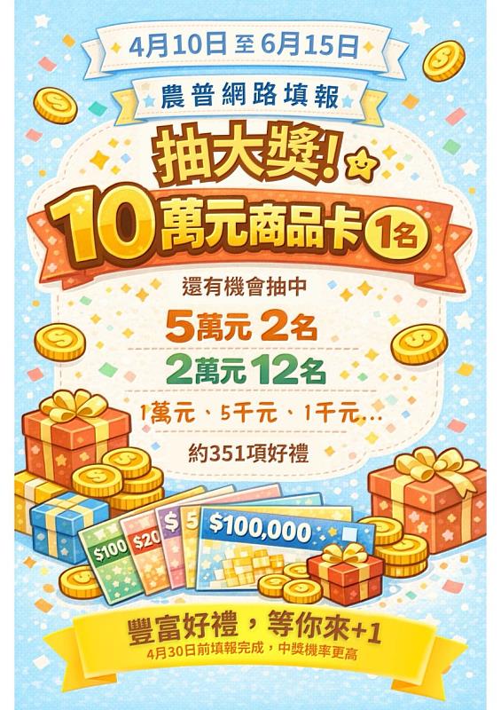 自主上網填報抽好禮。