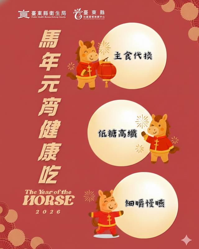 別讓元宵變「圓」腰!臺東縣衛生局推「馬」上健康吃3招
