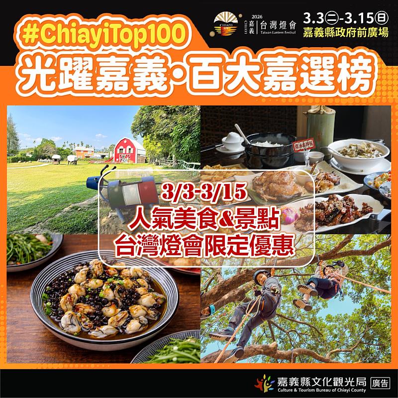 2026台灣燈會「嘉」點好康！聯手「百大嘉選榜」10大人氣美食景點 推出最強限定優惠