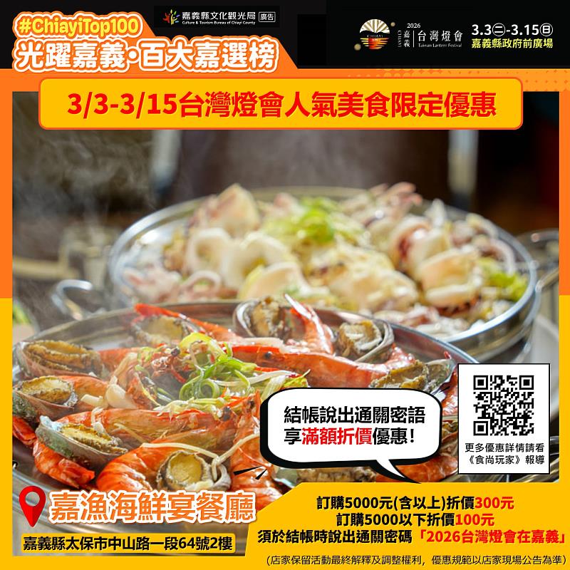 2026台灣燈會「嘉」點好康！聯手「百大嘉選榜」10大人氣美食景點 推出最強限定優惠