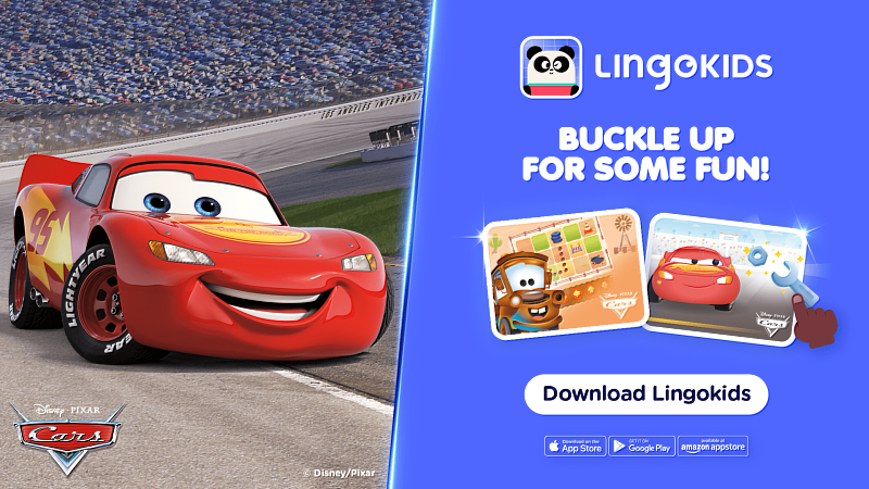 Lingokids推出《Cars汽車總動員》主題學習活動,閃電麥坤帶領孩子邊玩邊學數學與邏輯。