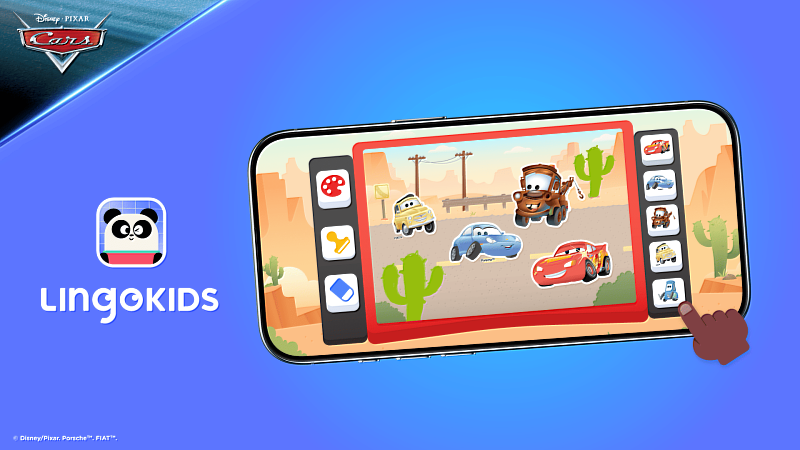 Lingokids結合迪士尼皮克斯《Cars汽車總動員》,打造2-8歲兒童專屬的寓教於樂體驗。