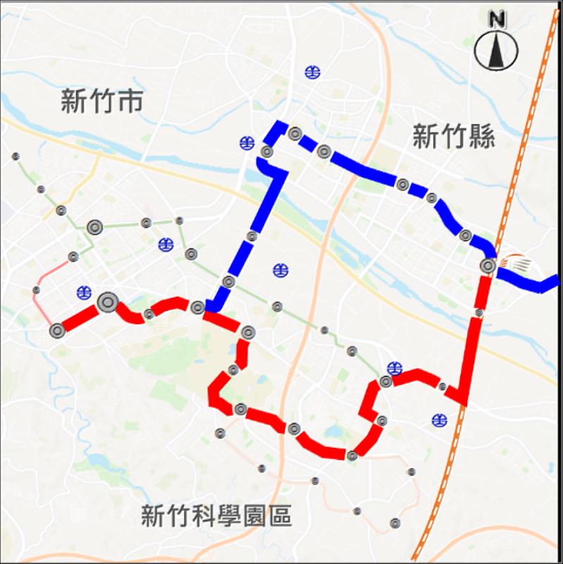 大新竹輕軌紅藍線整合可行性研究決標 紅線、藍線規劃圖