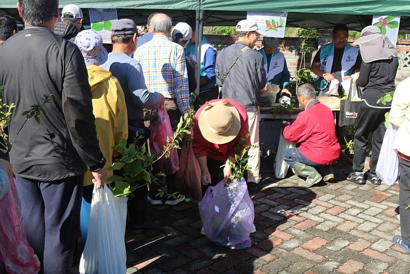 現場領苗民眾絡繹不絕。