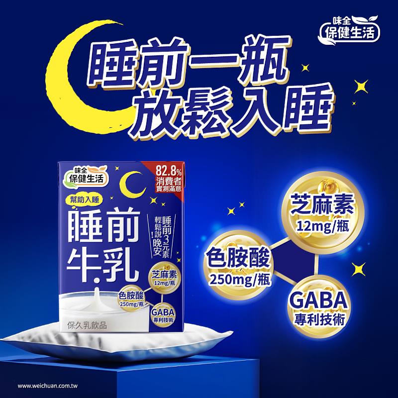 味全「睡前牛乳」黃金3成分 消費者好評滿意