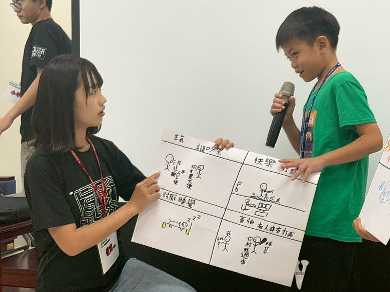 邱琬寧同學曾擔任「2025時光魔法學院」體驗營總召，透過營隊帶領孩子「穿越時光」，體驗父母那個沒有手機、沒有平板，卻充滿笑聲與想像力的童年。