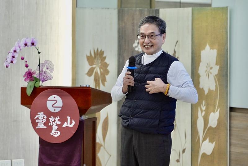 阿根師兄說，願力是修行中最深層的力量，希望大家走進法華期，發願啟航！（靈鷲山佛教教團提供）