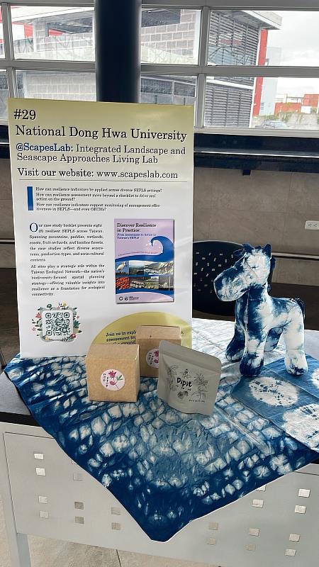 東華大學於IPSI-10大會展示的海報和部落產品。