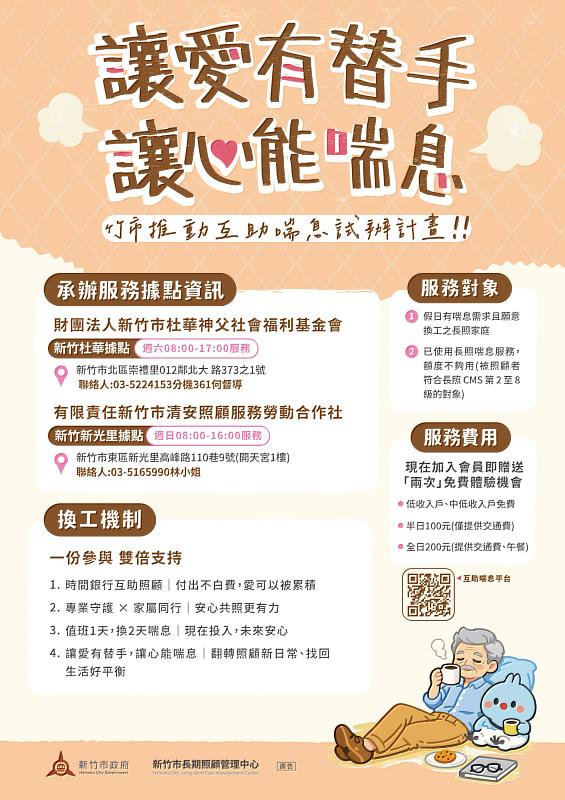 新竹市「互助喘息試辦計畫」EDM。