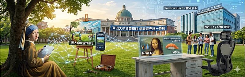 亞大資電學院結合經典名畫意象與邊緣運算，彰顯AI跨域人才培育的完善環境與硬實力。