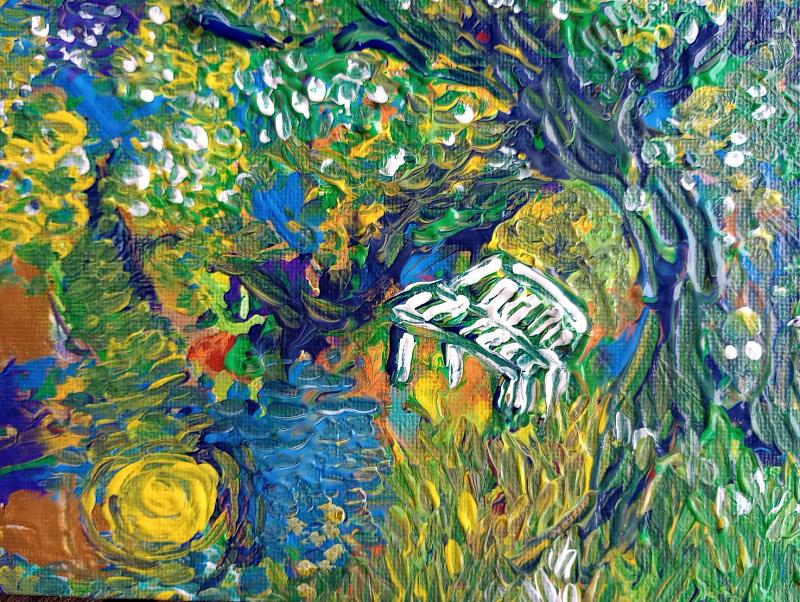 藝術家莊慧敏的彩繪創作《倚月而臥》。