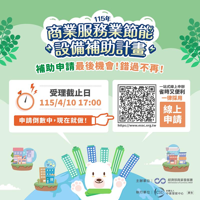 商業服務業節能設備汰換補助申請即將截止。