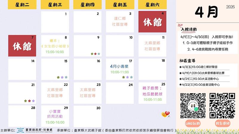 爸爸參與破3成！臺東親子館4月親子活動開跑 陪伴家庭共創育兒好時光